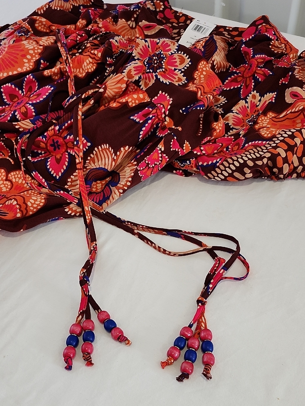 MSK Women's Challis Button Front Brown & Orange Floral Maxi Dress Size 1X NWT - Picture 6 of 8